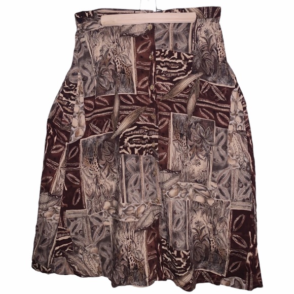 Vintage Dresses & Skirts - Vintage 90s Giraffe Safari Button Down Maxi Skirt AC American Collection